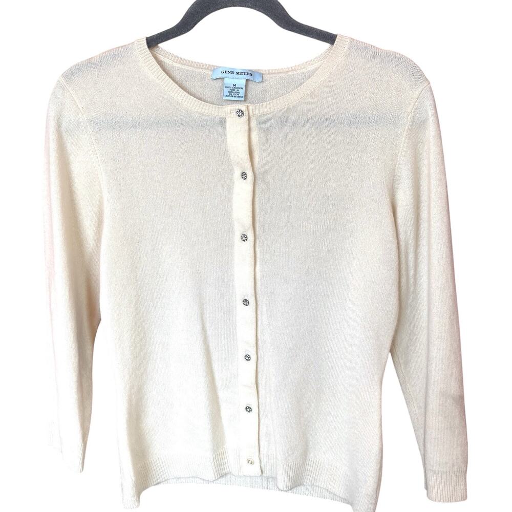 Gene Myers VTG Cashmere Sweater Rhinestone Buttons Preppy Sock Hop 50’s Academia